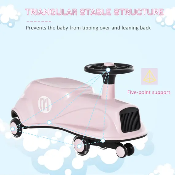 Buy Wiggle Car Ride On Toy w/LED Flashing Wheels, Swing Car for Toddlers, Gears or Pedals - Twist, Turn, Wiggle Movement to Steer, for 2-6 Years, 3 image
