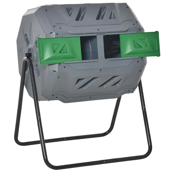 Buy 160L 360° Rotating Dual Chamber Composter - Grey