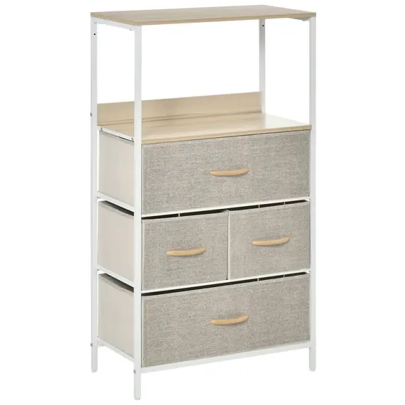 Buy 4 Drawer Storage Chest Unit Home Cabinet w/ Shelves Home Living Room Bedroom Entryway Living Furniture, Light Grey