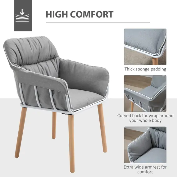 Buy Contrast Piped Accent Chair Modern Home Seat w/ Thick Padding Wood Legs Foot Pads Modern Leisure Armchair Bedroom Lounge Conservatory, 4 image