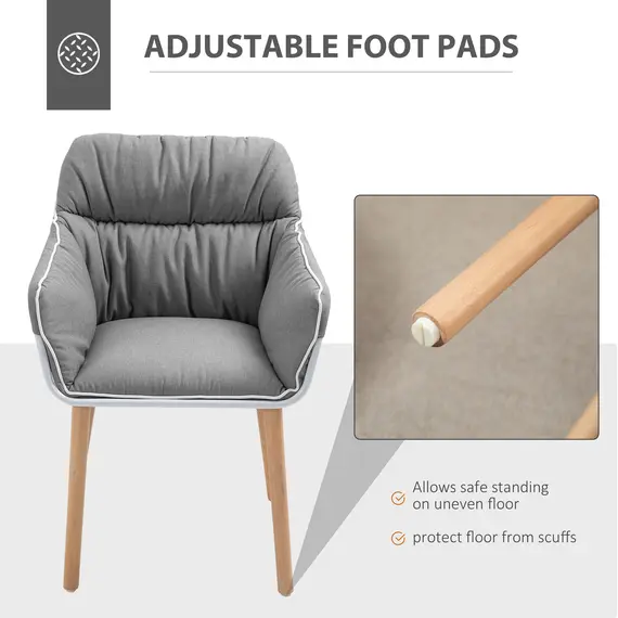 Buy Contrast Piped Accent Chair Modern Home Seat w/ Thick Padding Wood Legs Foot Pads Modern Leisure Armchair Bedroom Lounge Conservatory, 5 image