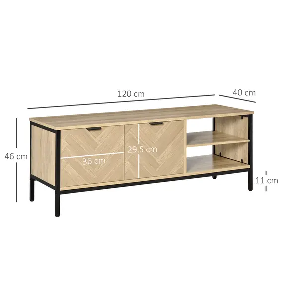 Buy Double Door TV Cabinet Stand with Adjustable Storage Shelves Entertainment Unit Center Home Furniture, for Living Room Bedroom, Natural, 2 image