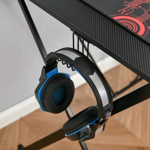 Buy Gaming Computer Desk with Monitor Shelf Ergonomic Writing Racing Table Workstation Cup Holder Headphone Hook for Home Office Use Black, 8 image