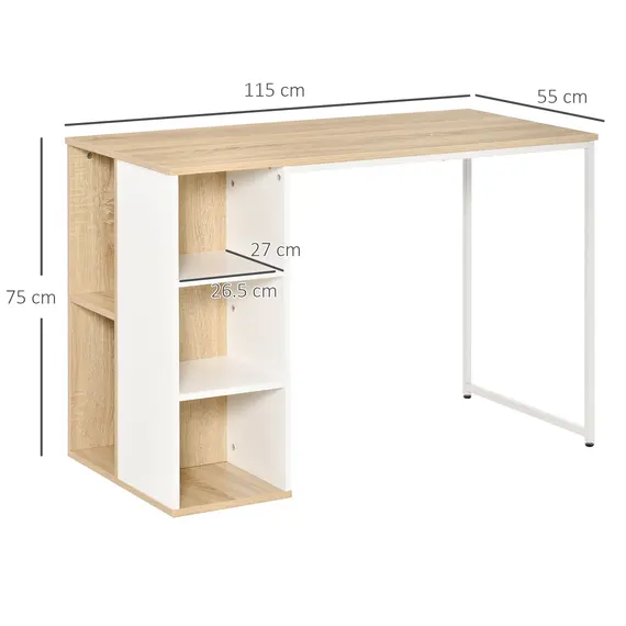 Buy HOMCOM Home Office Computer Desk with Storage Shelves Study Writing Table Workstation, Oak Tone, 2 image