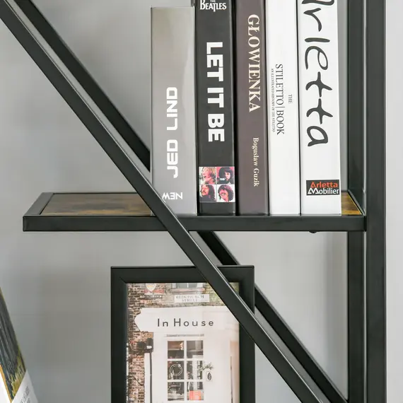 Buy HOMCOM Industrial Storage Shelf Bookcase Floor Standing Display Rack with Metal Frame for Living Room & Study, 7 image