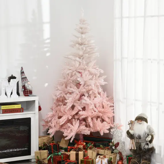 Buy 6ft Christmas Decorations Realistic Design Faux Christmas Tree w/ Metal Stand and Quick Setup - Pink