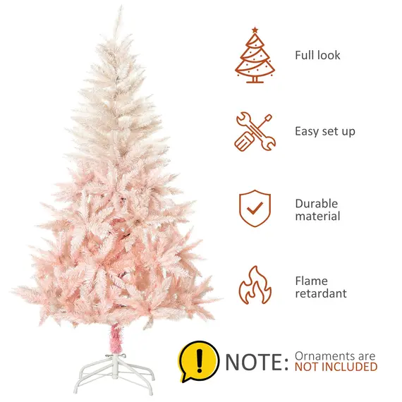 Buy 6ft Christmas Decorations Realistic Design Faux Christmas Tree w/ Metal Stand and Quick Setup - Pink, 3 image