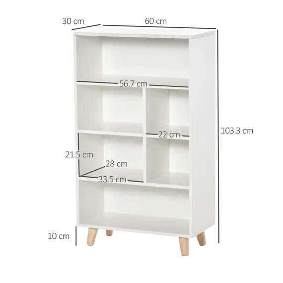 Buy Bookcase Modern Bookshelf Display Cabinet Cube Storage Unit for Home Office Living Room Study White, 2 image