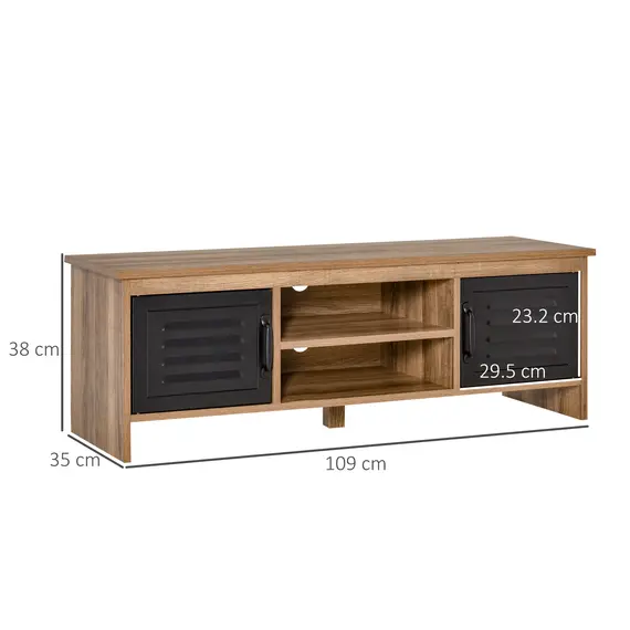 Buy TV Stand Cabinet Unit for TVs up to 42 Inches with 2 Drawers and 2 Storage Compartment Wire Hole Entertainment Console for Living Room Black, 2 image