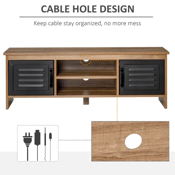 Buy TV Stand Cabinet Unit for TVs up to 42 Inches with 2 Drawers and 2 Storage Compartment Wire Hole Entertainment Console for Living Room Black, 3 image