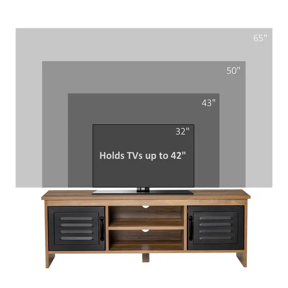 Buy TV Stand Cabinet Unit for TVs up to 42 Inches with 2 Drawers and 2 Storage Compartment Wire Hole Entertainment Console for Living Room Black, 5 image