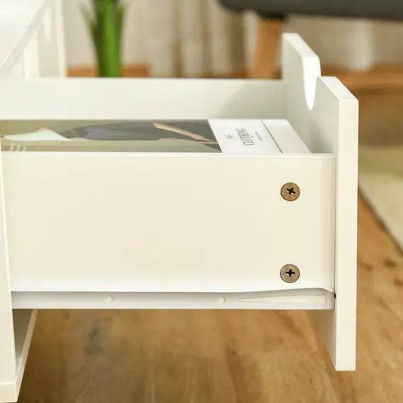 Buy TV Stand with Shelf & Drawers Storage Cabinet Media Entertainment Center Modern White, 8 image