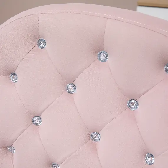 Buy Vinsetto Office Chair Ergonomic 360В° Swivel Diamante Tufted Home Work Velour Padded Base 5 Castor Wheels Pink, 7 image