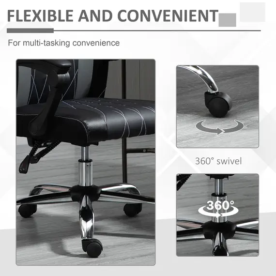 Buy Vinsetto Office Chair Ergonomic Desk Chair with Rotate Headrest, Lumbar Support & Adjustable Height, 360В° Swivel Computer Chair, 8 image