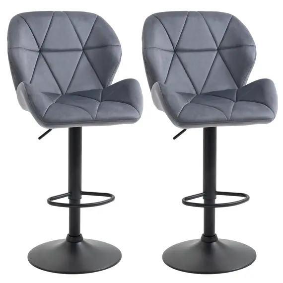 Buy Adjustable Bar Stools Set of 2, Armless Upholstered Swivel Counter Chairs, Barstools with Back, Footrest, Dark Grey