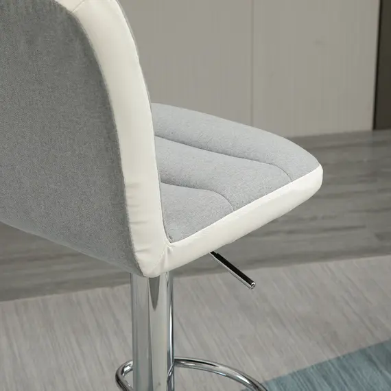 Buy HOMCOM Bar stool Set of 2 Armless Adjustable Height Upholstered Bar Chair with Swivel Seat, Light Grey, 8 image