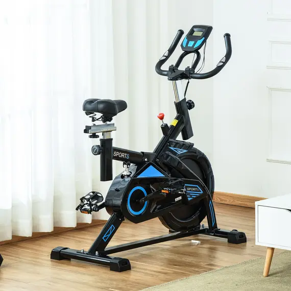 Buy HOMCOM Stationary Exercise Bike w/ iPad Holder, LCD Monitor, Comfortable Seat, Indoor Cycling Training Bike, 13KG Flywheel,  Home Office, Black