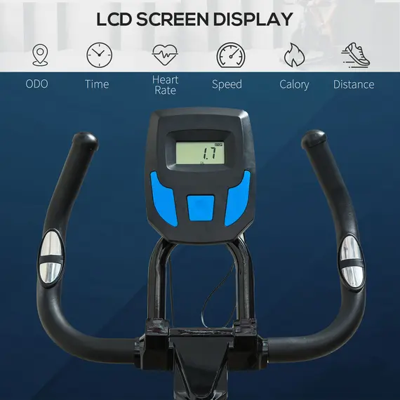 Buy HOMCOM Stationary Exercise Bike w/ iPad Holder, LCD Monitor, Comfortable Seat, Indoor Cycling Training Bike, 13KG Flywheel,  Home Office, Black, 4 image