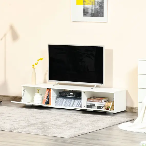 Buy HOMCOM TV Stand Cabinet with High Gloss Front Door, LED RGB Lights and Remote Control for TVs up to 55", Media TV Console Table with Storage Cupboard, 6 image