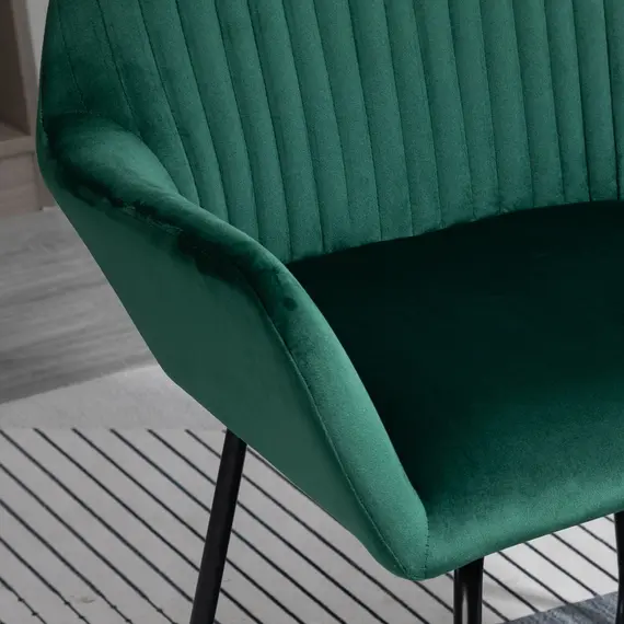 Buy Modern Accent Chair Velvet-Touch Fabric Upholstered Lounge Armchair with Metal Base, Green, 7 image