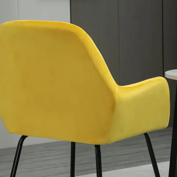 Buy Modern Accent Chair Velvet-Touch Fabric Upholstered Lounge Armchair with Metal Base, Yellow, 8 image
