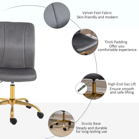 Buy Office Chair Velvet Cover Desk Chair Ergonomic Computer Chair with 360В° Swivel Wheels and Height Adjustable, 6 image