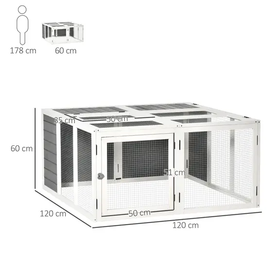 Buy PawHut Rabbit Hutch Small Animal Guinea Pig House Ferret Bunny Cage Duck House Rabbit Hideaway Chinchilla Cage Outdoor Indoor with Openable Roof Grey, 2 image