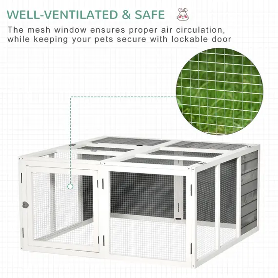 Buy PawHut Rabbit Hutch Small Animal Guinea Pig House Ferret Bunny Cage Duck House Rabbit Hideaway Chinchilla Cage Outdoor Indoor with Openable Roof Grey, 4 image