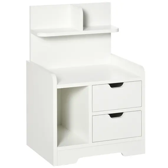Buy Bedside Table, Small Bedside Cabinet with 2 Drawers and Storage Shelves, Accent Table for Living Room, Bedroom, White