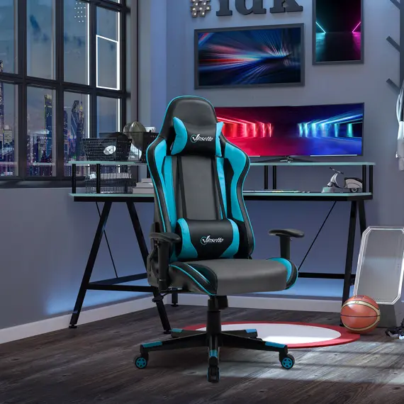 Buy Vinsetto Gaming Chair Racing Style Ergonomic Office Chair High Back Computer Desk Chair Adjustable Height Swivel Recliner with Headrest Sky Blue