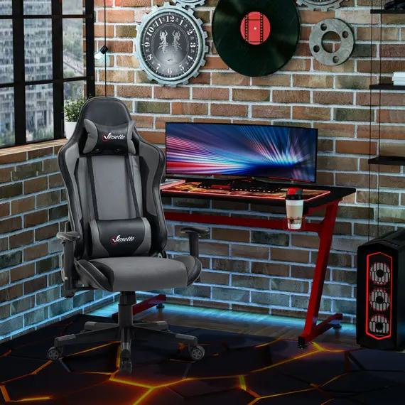 Buy Vinsetto Gaming Chair Racing Style Ergonomic Office Chair High Back Computer Desk Chair Adjustable Height Swivel Recliner with Lumbar Support, Grey