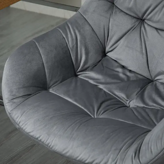 Buy Vinsetto Home Office Chair Velvet Ergonomic Computer Chair Comfy Desk Chair with Adjustable Height, Arm and Back Support, Dark Grey, 8 image