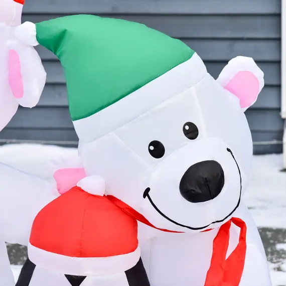 Buy 1.1m Christmas Inflatable Decoration with Two Bears and Penguin Light Up Outdoor Blow Up Decorations Xmas Decor for Holiday Party Garden, 7 image