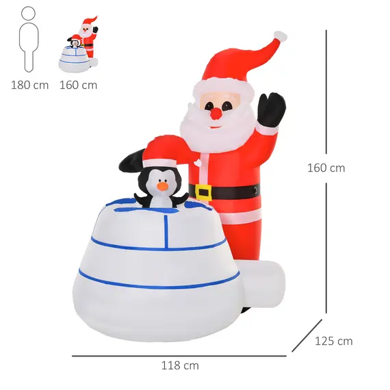 Buy 1.6m Christmas Inflatable Santa Claus and Penguin with Ice House Built-in LED Blow Up Decoration Outdoor, Xmas Decor for Holiday Party Garden, 2 image
