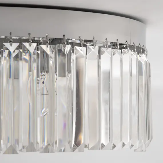 Buy HOMCOM Crystal Ceiling Light Modern Chandeliers w/ Stainless Steel Base 10 Lights Elegant Flush Mount Ceiling Lighting for Living Room, Hallway, Bar, 8 image