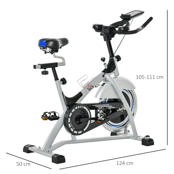 Buy HOMCOM Indoor Cycling Exercise Bike Quiet Drive Fitness Stationary, 15KG Flywheel Cardio Workout Bicycle, Adjustable Seat& Resistance, w/LCD Monitor, 2 image