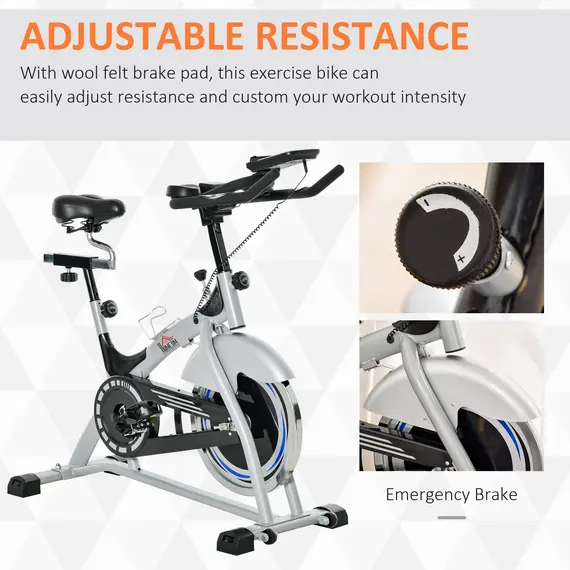 Buy HOMCOM Indoor Cycling Exercise Bike Quiet Drive Fitness Stationary, 15KG Flywheel Cardio Workout Bicycle, Adjustable Seat& Resistance, w/LCD Monitor, 3 image