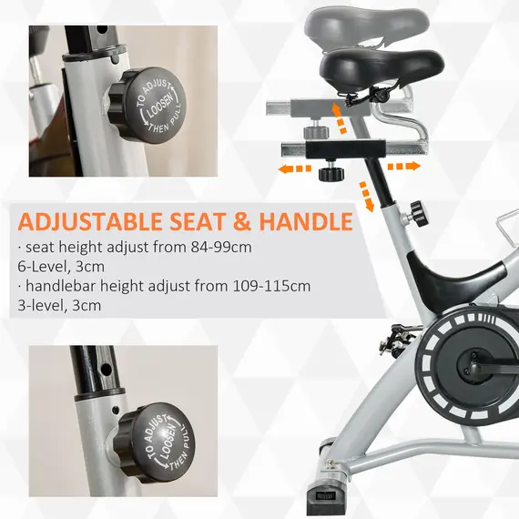 Buy HOMCOM Indoor Cycling Exercise Bike Quiet Drive Fitness Stationary, 15KG Flywheel Cardio Workout Bicycle, Adjustable Seat& Resistance, w/LCD Monitor, 4 image