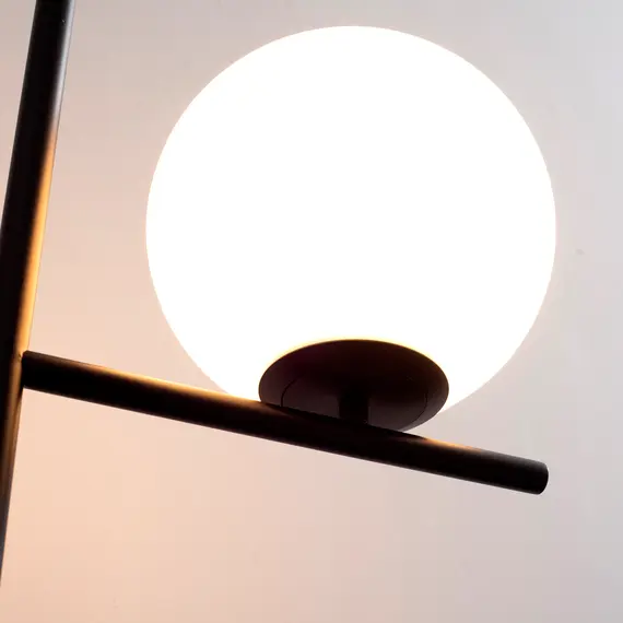 Buy Modern Floor Lamp Metal Frame Sphere Light w/ Pedal Switch Unique Standing Beautiful Furnishing for Home Office Living Room, Black, 7 image