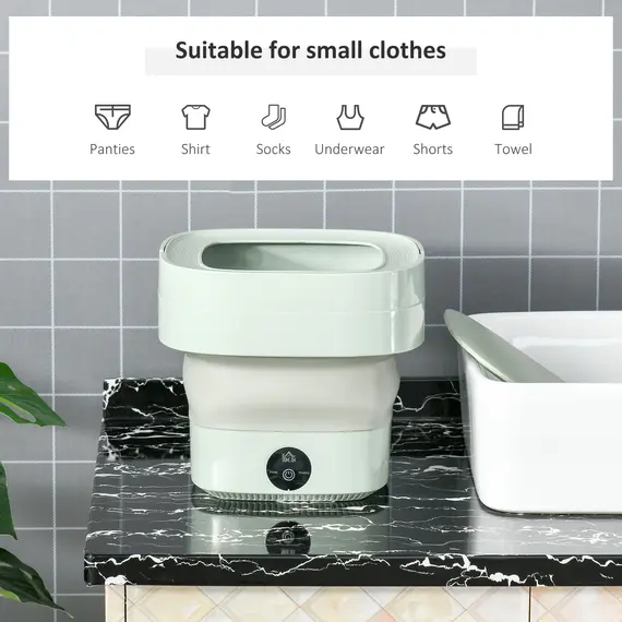 Buy Portable Washing Machine Foldable Mini Laundry Machine with Handle for Socks Underwear Green, 5 image