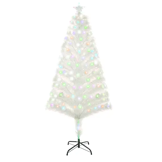 Buy 5 Feet Prelit Artificial Christmas Tree with Fiber Optic LED Light, Holiday Home Xmas Decoration, White
