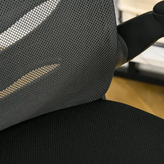 Buy Vinsetto Mesh Office Chair for Home Swivel Task Desk Chair with Lumbar Back Support, Flip-Up Arm, Adjustable Height, Black, 8 image
