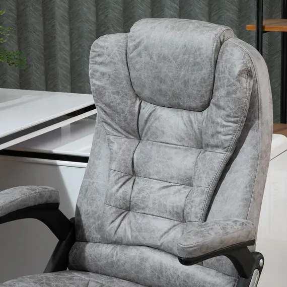 Buy Vinsetto Swivel Task Office Chair for Home Ergonomic Microfibre Computer Chair, with Arm, Adjustable Height, Grey, 8 image