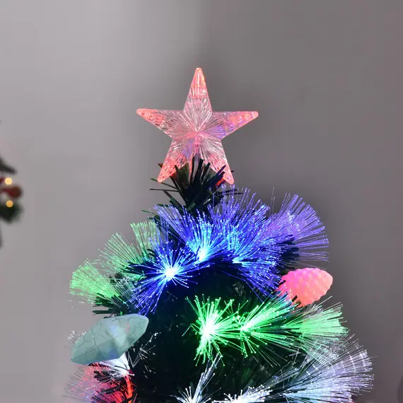 Buy 4FT Pre-Lit Artificial Christmas Tree w/ Fibre Optic Baubles Fitted Star LED Light Holiday Home Xmas Decoration-Green, 8 image