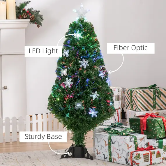 Buy 4FT Prelit Artificial Christmas Tree Fiber Optic LED Light Holiday Home Xmas Decoration Tree with Foldable Feet, Green, 6 image