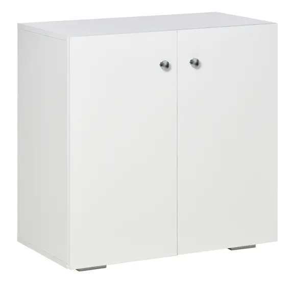 Buy Storage Cabinet w/ Two Shelves Wooden Sideboard Freestanding Kitchen Cupboard Bookcase - White