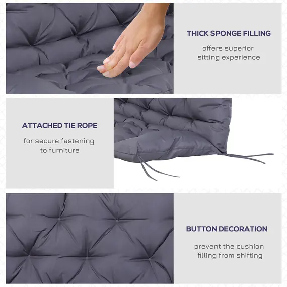 Buy Garden Bench Cushion, 2 Seater Seat Pad, Swing Chair Replacement Seat for Indoor & Outdoor Use, 120W x 110L x 12D cm, 5 image