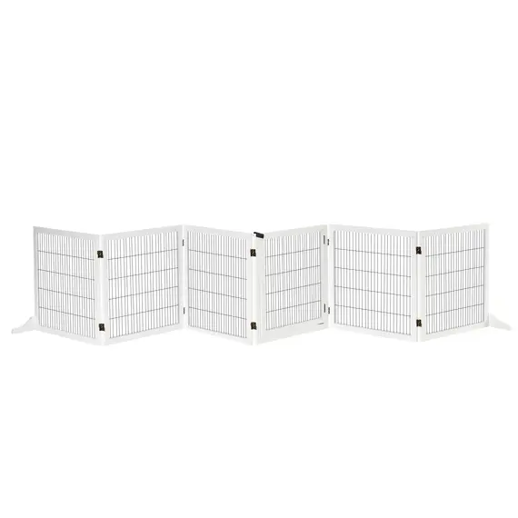 Buy Wooden Pet Gate, Freestanding Dog Safety Barrier, w/ 2 Support Feet, White