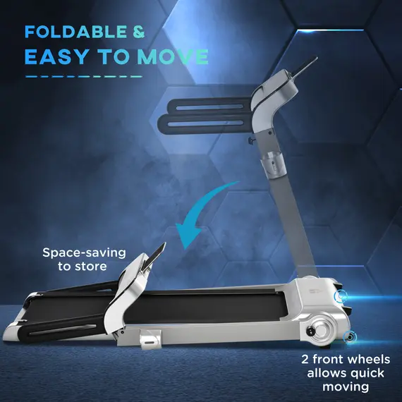 Buy HOMCOM 15km/h Electric Treadmill, 6-level Quick Speed Controls Folding Indoor Cardio Treadmill w/ LED Monitor, USB Port, Phone and Cup Holder, Silver, 3 image