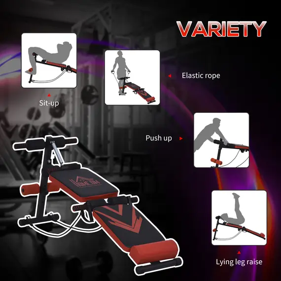 Buy Multifunctional Sit Up Bench Foldable Exercise Weight Bench w/ Elastic Rope, 6 image